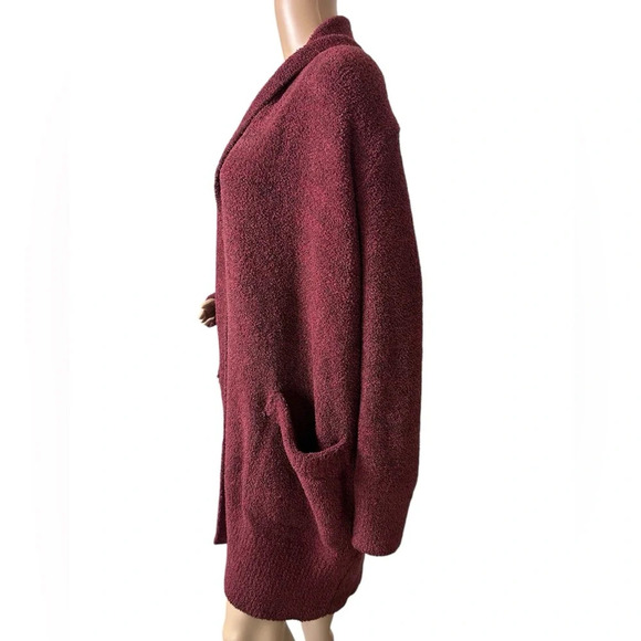 Barefoot Dreams Cali Longline Cozy Open Front Slouchy Wine Cardigan Women Sz S - Picture 2 of 9